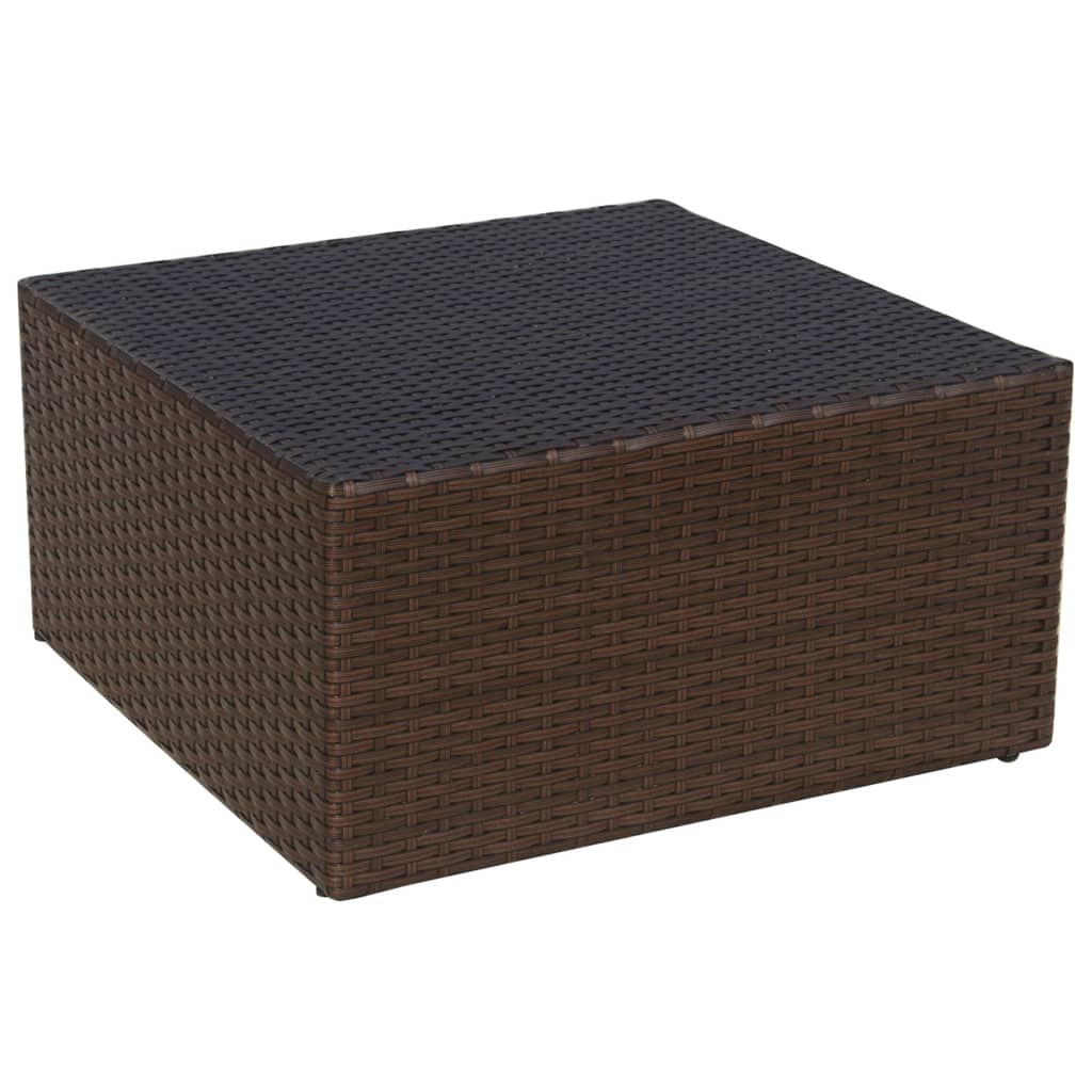 Gartensessel mit Fusshocker Poly Rattan Braun